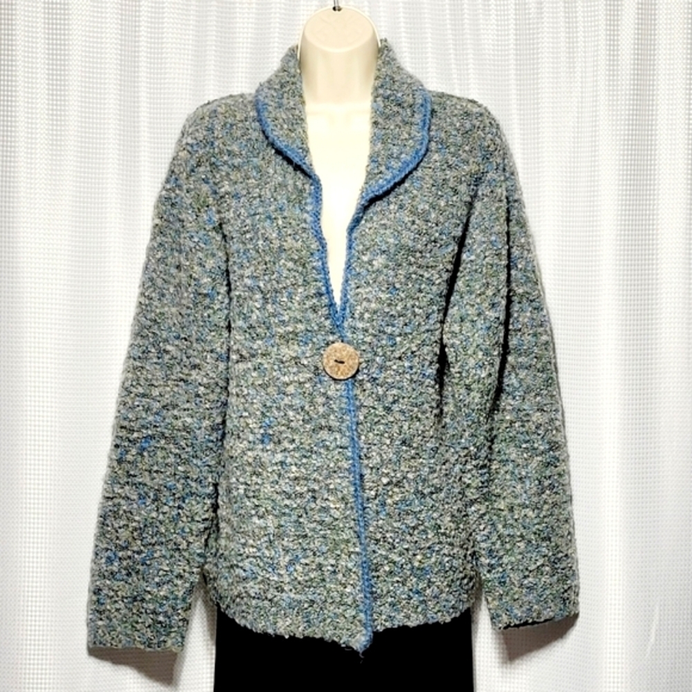 70s Vintage Le Moda Mohair Boucle Knit Cardigan Women's (L) Soft & Comfy